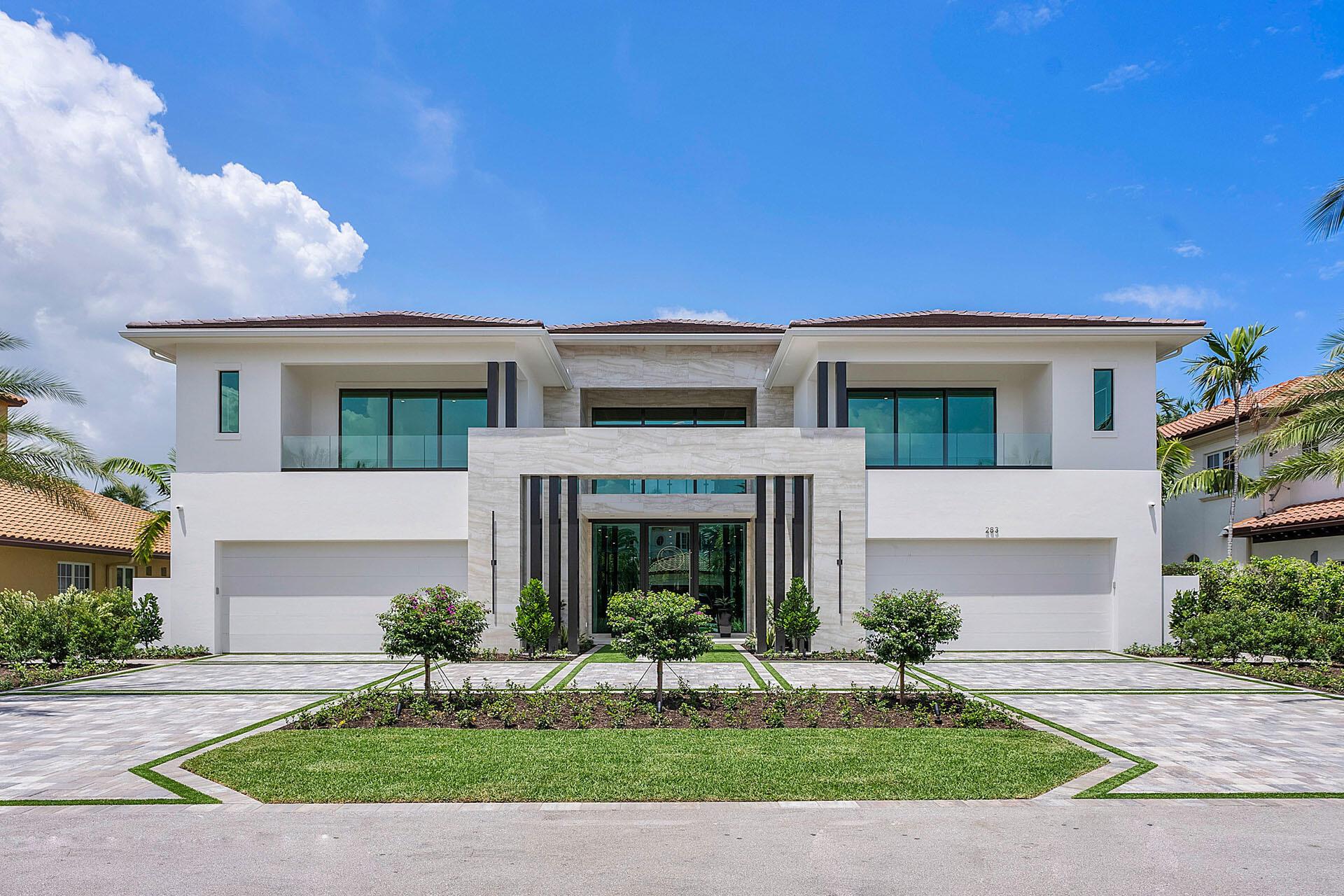 Discover contemporary luxury at 283 Sabal Palm Terrace, an architectural masterpiece in the exclusive Royal Palm Yacht & Country Club community. Meticulously crafted by CJM Estate Homes, this new construction residence boasts a sophisticated, open design that seamlessly integrates indoor and outdoor living. With 5 bedrooms and 5.2 bathrooms, each space is designed for comfort and elegance. The spa-inspired en-suite bathrooms provide a tranquil oasis, while the spacious bedrooms offer a modern luxury retreat. Captivating amenities abound within this residence. The stunning club room and bar offer a sophisticated setting for hosting gatherings, while the private office provides a serene space for work or study.