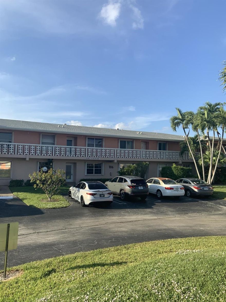 Opportunity is knocking--open the door to this 2-bedroom, 2-bath first-floor condo in the Pines of Delray North! This 55+ community features a manned, gated guard entrance, two pools, two clubhouses, tennis courts, pickleball courts, a new exercise room being finished, sauna, and lots of planned activities to enjoy year-round! Location, location--just minutes to famed Atlantic Avenue with shopping, dining, nightlife, and Delray's beautiful beaches! Cable and internet are included in the condo fees. Nice sized screened in patio and assigned parking spot right in front of your door make this the ideal unit!