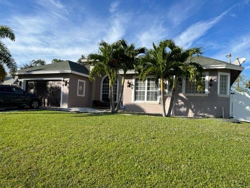 Flexible floor plan with upgrades such as crown moldings in Foyer, Dining, Kitchen, Family Room, tray ceiling primary bedroom, ''car wash'' shower, dual vanities with granite in primary bath.  Cabana bath to partially tiled screened lanai.  Kitchen has granite countertops, pantry, counter seating open to family room.  Sliders in dining, family room.  Just needs freshening up.  Has glass french doors in formal living room plus a den/office. Vinyl privacy fence. Buyer to verify room sizes. Living Area based on SLC Property Appraiser not ANSI.
