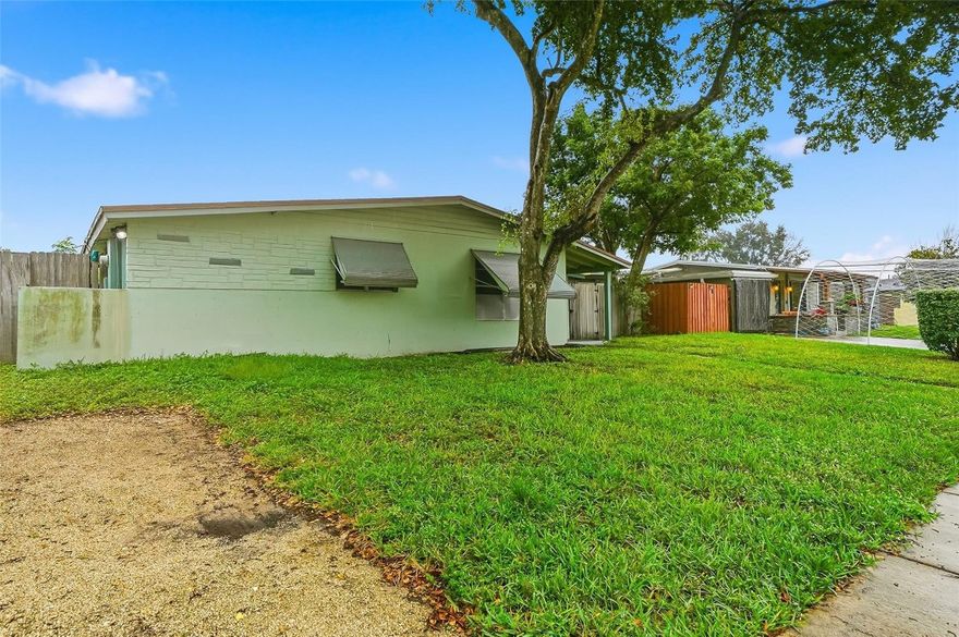 Charming 2BR/1BA Davie home, lovingly owned by the same family for decades and ready for its next chapter. Features include new plumbing, newer A/C and roof (within the last 10 years). The property offers a spacious backyard with plenty of room for a pool. Located minutes from the up-and-coming Downtown Davie and just 10 minutes from the Hollywood Hard Rock Hotel & Casino. Home needs some TLC, but with the right owner, it has incredible potential to shine and become a true gem.