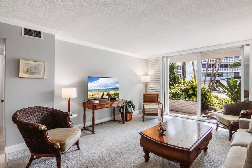 Furnished and turnkey first floor lanai unit at Ocean Towers South in the very best location in Palm Beach. Very clean and comfortably furnished.  Heated pool, private beach parcel with lounge chairs and umbrellas, gym, bike room & assigned parking space. Close to grocery, restaurants, houses of worship, juice bar, and the renowned Royal Poinciana Plaza.