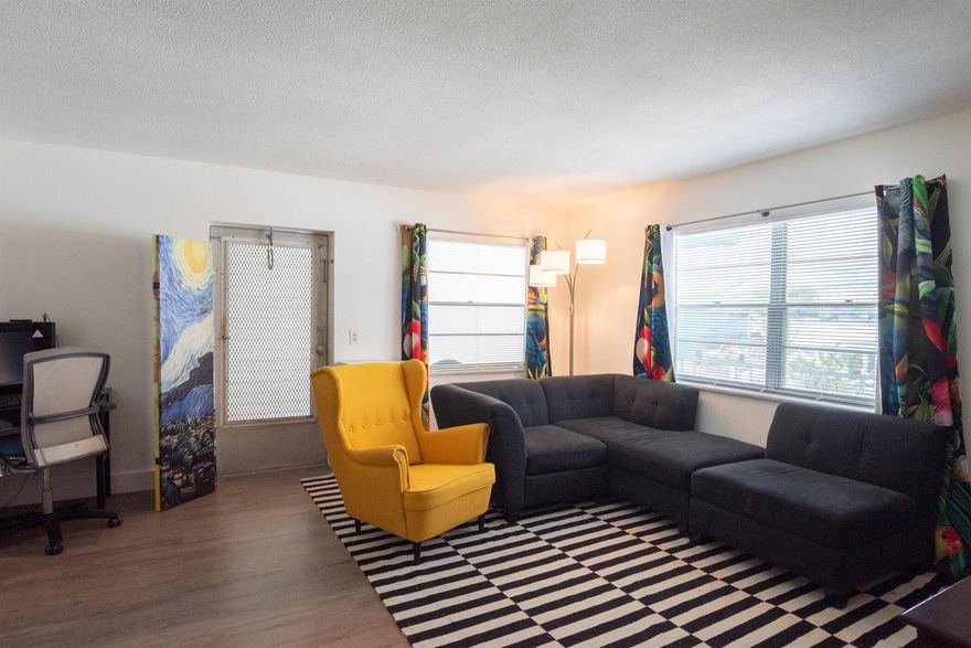Location! Location! Location! Charming fully furnished 2 bedroom 1 bath corner unit  located in the Heart of Downtown Lake Worth Beach! Walk to the restaurants, Bars, Shops on Lake Ave or Lucerne and enjoy downtown living day or night or just Walk to the beach at Lake Worth Beach. Beautifully kept unit in move in condition just bring your swimsuit & move right in. No Rentals allowed. Priced to Sell!