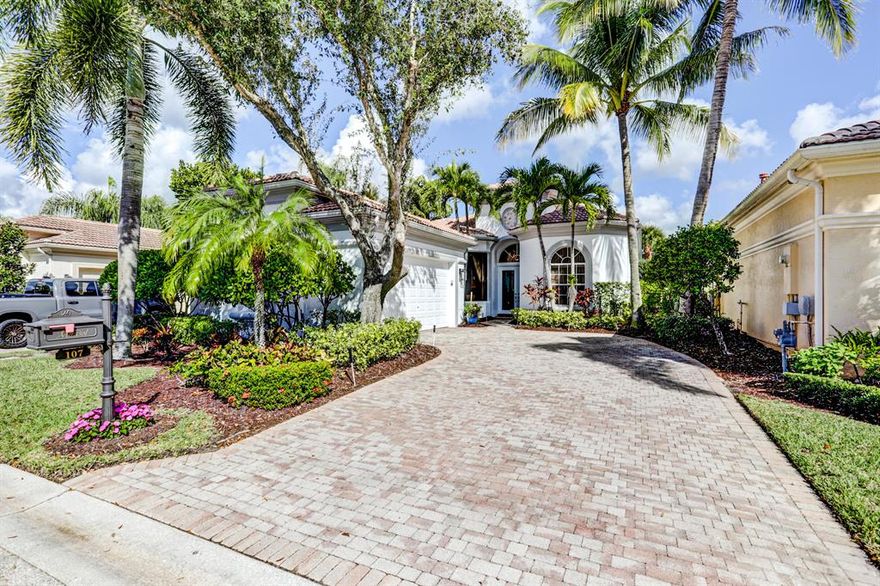 Golf, golf, golf...  Live in Mirasol and enjoy a golf membership AND a beautiful golf view of the 3rd green of the Sunrise course.  This home features numerous decorator appointments and finishes and will be sold partially furnished.