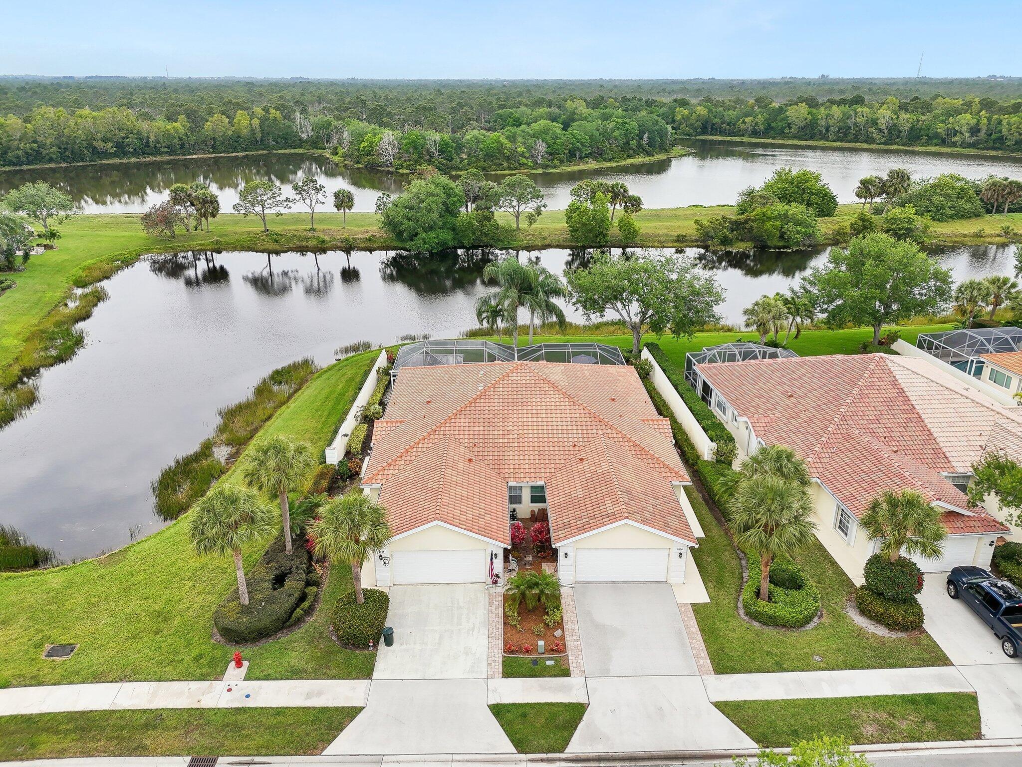 Look no further! This meticulously maintained and fully remodeled 3-bedroom villa is one of only 34 Regent models in Lost Lake Golf Club. Nestled on a quiet cul-de-sac with Easterly exposure and stunning lakefront sunsets from your back patio. The redesigned kitchen features marble countertops, a large undermount sink, and tile backsplash. The master bath includes marble counters, new sinks, toilet, and frameless shower. Guest bath also updated. Recent upgrades: impact windows, 2024 roof and gutters, reverse osmosis system, central vac, new blinds, fans, and fixtures. Community offers golf, 2 pools, tennis, bocce, and pickleball!