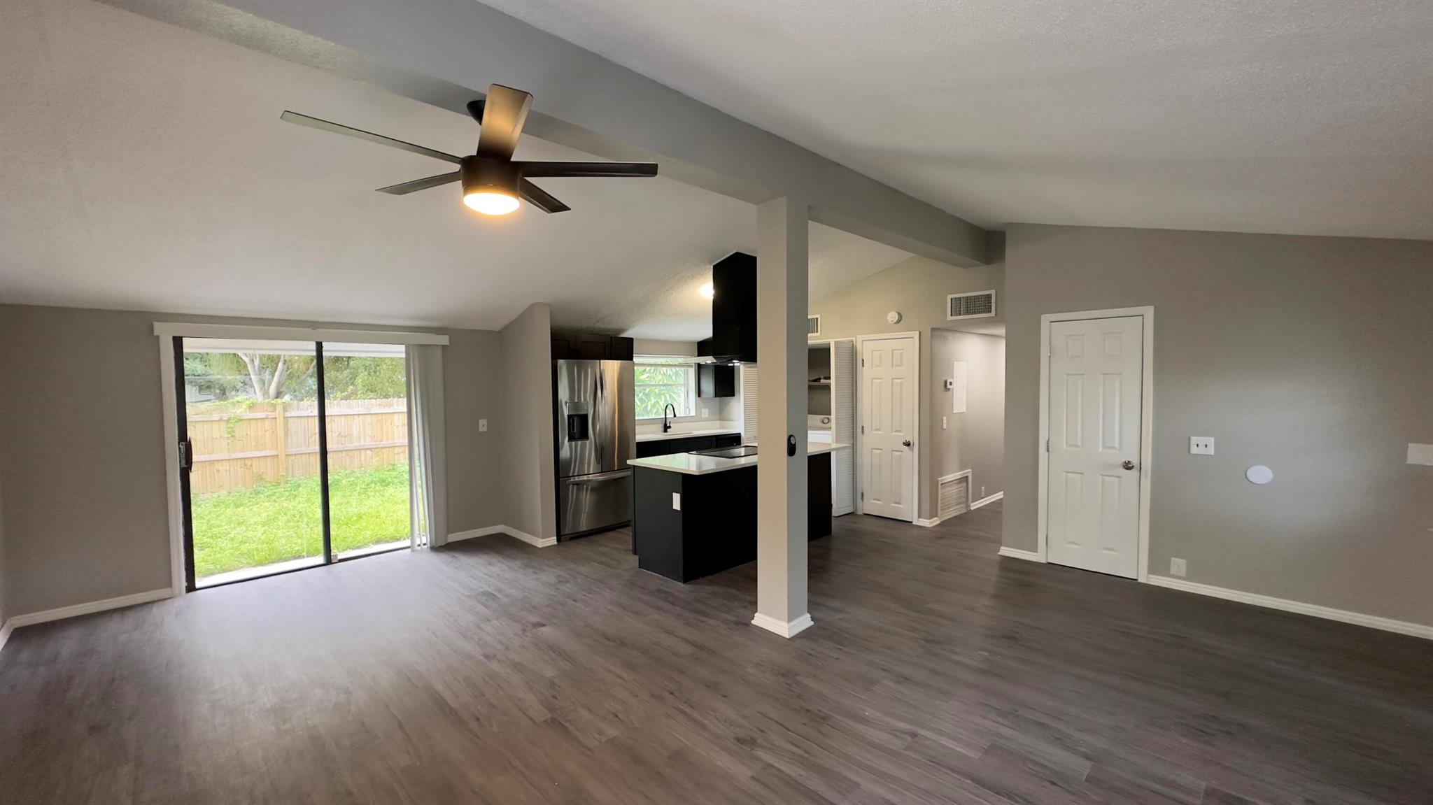 UPDATED SINGLE FAMILY IN THE HEART OF LAKE WORTH. OFFERING THREE BEDROOMS TWO BATHS. KITCHEN FEATURES STAINLESS APPLIANCES BLACK CABINETRY RANGE WITH STAINLESS HOOD. MASTER BATH WITH WALK IN SHOWER GUEST BATH WITH TUB /SHOWER COMBINATION. FULL SIZE WASHER / DRYER IN UNIT. SLIDERS TO A FULLY FENCED IN YARD AND PET FRIENDLY! IN CLOSE PROXIMITY TO SHOPPING, DINING AND ENTERTAINMENT. WALKING DISTANCE TO PARKS AND SCHOOLS.