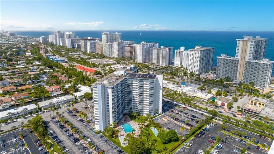 You will love the high floor SE views!  Lots of large hurricane windows let in plenty of sunlight. Kitchen features granite countertops and stainless steel appliances. Hall bath completely updated. Plenty of closets and best of all it comes furnished! Just bring your toothbrush! :) Just a few blocks from the ocean, grocery store, post office, restaurants and shopping. Convenient location near A1A and Oakland Park Blvd. Building exterior recently painted and upgraded glass balconies added. Even the hallways are gorgeous! There is a private clubhouse on the intracoastal that belongs to this building. This is a 55+ co-op. No renting. No pets. Cash only. Minimum annual income of $71,543 and credit score of 700 is required for purchase. $745 monthly maintenance includes wifi, cable, water, etc.