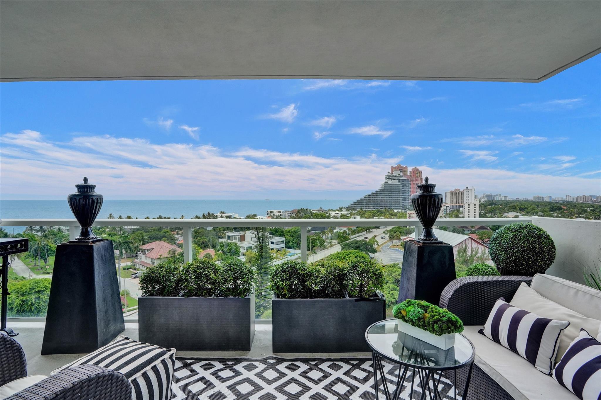 Wake up to breathtaking and unobstructed views of the Intracoastal, ocean and city skyline from this beautifully renovated 2 bedroom 2 bath luxury condo. Situated in one of the building's most sought-after lines, this residence is perfectly positioned on the 11th floor and at just the right elevation-offering direct, eye level views of the stunning surroundings without the need to look up or down. Designed by an Interior Designer and sure to impress, the interior features gleaming porcelain floors, a show-stopping kitchen and spa-inspired bathrooms with top of the line finishes. Whether you're entertaining or simply unwinding, every piece of this space offers a perfect blend of sophistication, elegance and comfort. Truly an unparalleled expression of pure coastal luxury.
