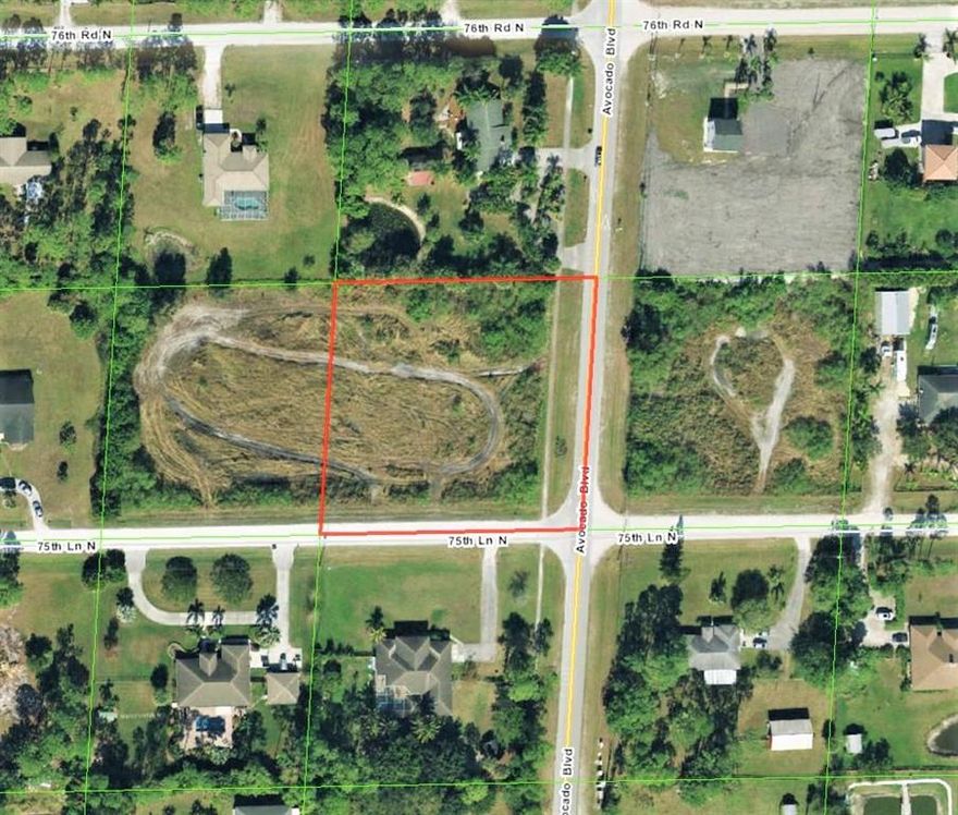 Beautiful 1.37 Acre CORNER LOT in the Acreage! Excellent location on Avocado Blvd and 75th Lane N. Nice homes on street. Come and build your dream home! RARE OPPORTUNITY- Adjoining lot to west also available for sale. Buy both properties for a combined 2.52 ACRES! Among lowest price in the entire Acreage!