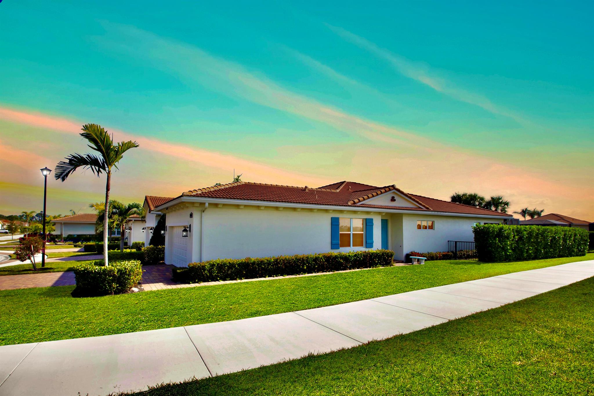 Stunning Upgraded Lakefront Villa in PGA Community! This pristine 2Bedroom 2Bathroom Home with Den/Office and 2Car Garage sits on a quiet Cul-De-Sac. Open-concept design features Kitchen with Quartz Counters, Waterfall Edge Island/Breakfast Bar, Tile Back Splash, 42'' Cabinets with Upper & Lower Lighting. Spacious Living/Dining area flows into an expanded screened Lanai with a Fenced yard. Inside Laundry Room. Tons of recessed lighting, Plank Tile Floors in Main Living & Baths, Impact Windows, Plantation Shutters, Split AC & Epoxy floors in Garage, Home Surge Protection, UV filtration AC, Alarm, and More Custom Finishes. Enjoy Luxury Resort Amenities 3 Golf Courses, Indoor & Outdoor Pools, Sauna, Hot Tub, Fitness, Tennis, Pickle Ball, BasketBall, Billiards, Clubhouse, & Guarded Entry.
