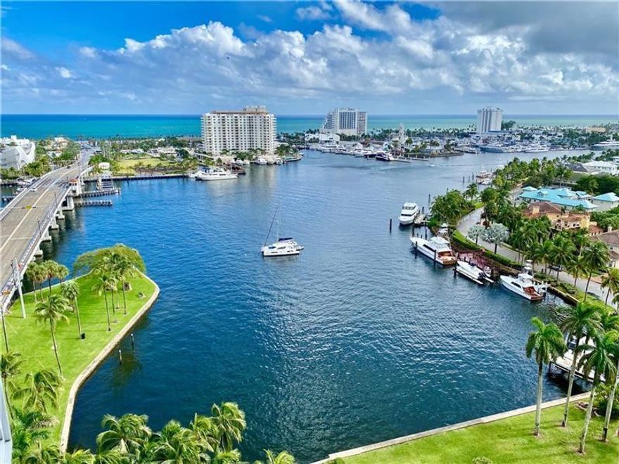 Stunning direct views of the Intracoastal Waterways, Atlantic Ocean and Las Olas Isles with fabulous private homes all around and no high-rises blocking your views. Rarely available SE corner 2 bedrooms and 2 bathrooms, large 1600 sq ft unit with spacious balcony, living room, walk-in closet and floor to ceiling high impact doors and windows. Open kitchen with beautiful Intracoastal and Ocean views, counter/custom cabinetry and stainless steel Miele appliances. Amenities include 24/7 live lobby security, large resort-style pool, grilling area, gym and great garage covered parking space in the building. Ideal location close to the beach and the Las Olas restaurants, shops and galleries. Fees include cable, Internet, HBO and more. A must see!