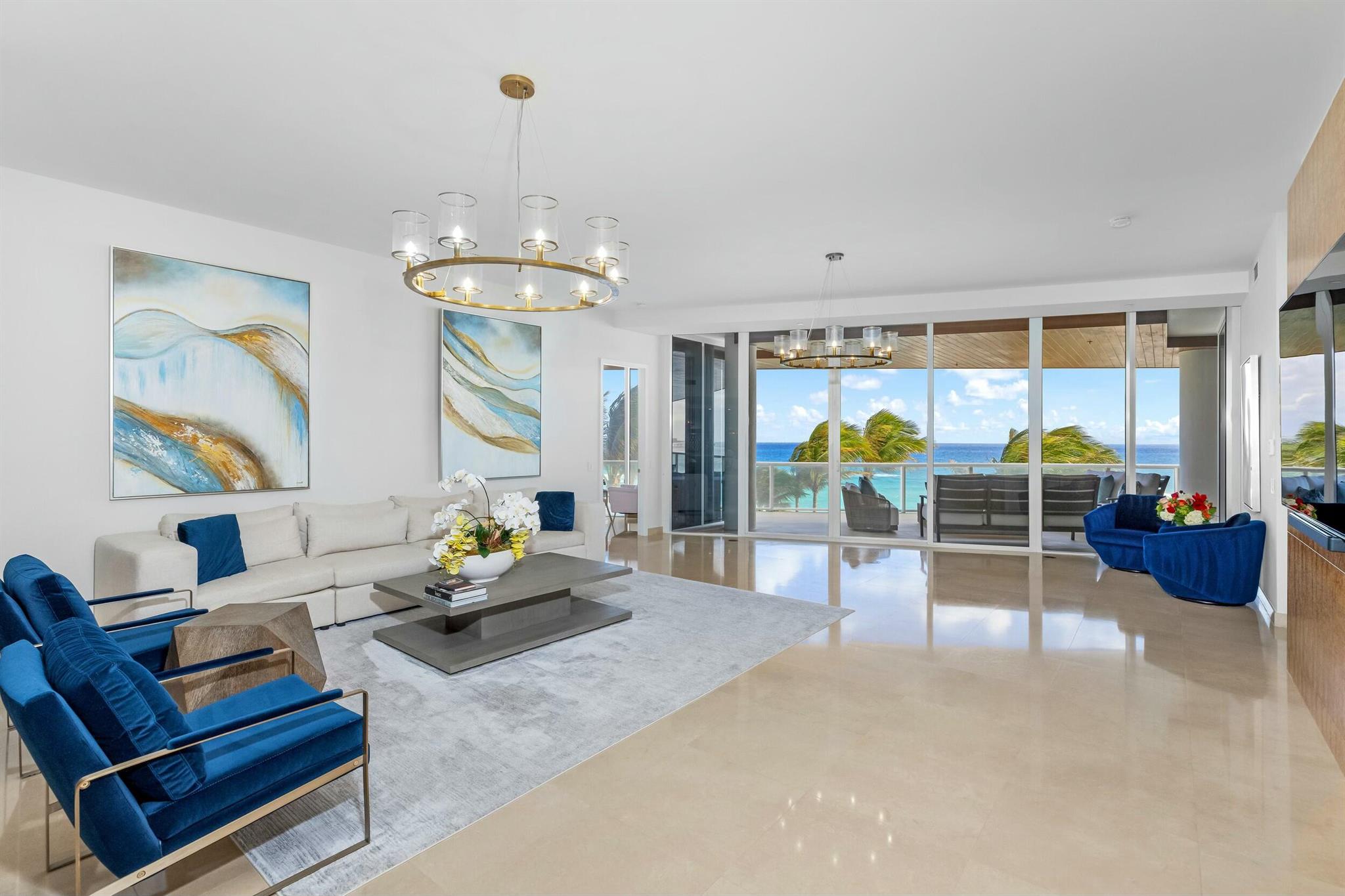 Residence 304 at One Thousand Ocean presents a rare opportunity to own a direct oceanfront unit, offering unparalleled luxury and exclusivity.It embodies sophistication, offering direct ocean views and a premier position overlooking the inlet, where the graceful passage of yachts and boats creates a lively and picturesque backdrop. Updated with impeccable designer finishes, this residence seamlessly combines refined luxury with breathtaking Atlantic vistas visible from all main living spaces and bedrooms.