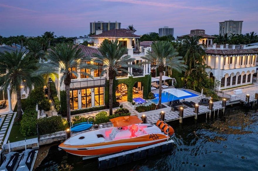 The BEST Location in BOCA RATON!
There is nothing like this on the water!!  One of only a few select estates located on coveted Lake Boca. This premier location has wide
intracoastal views, visible from the entire home, and is just a few blocks to the beach. The
home was redesigned by Michael Gray Interiors in 2021. 

This beautiful recently updated 7 bedroom, 9 full bath and 3 1/2 bath will take your breath away!  This home has everything you could think with 104 ft of premium waterfrontage, no wake zone... a boaters dream.  Gourmet Chefs kitchen, billiards rooms, spa room, movie theatre, 3rd story roof top terrace, guest house, outdoor kitchen and so much more.
All A/Cs were replaced in August 2021
The home is fully equipped with a full sonos system,  security cameras,  security The heated saltwater pool has just been updated and has a full remote controlling system for heating and lighting. The home has an elevator, generator, and both garages are air conditioned.