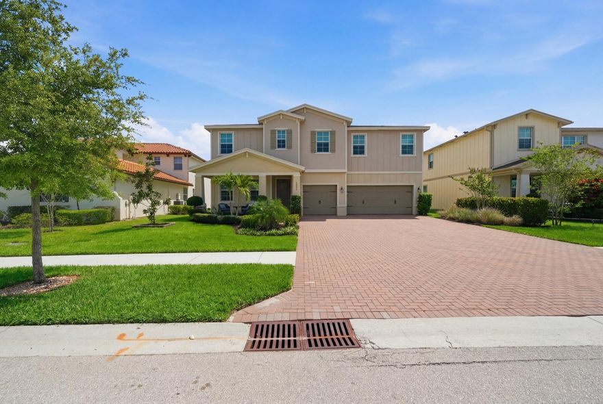 Welcome to this beautifully appointed 5BR/4BA home with a 3-car garage, ideally set on a tranquil lakeview lot in the premier Arden community. The owners are relocating and will truly miss this special home. A spacious, flexible floor plan features a large loft, perfect for entertaining or relaxing. The gourmet kitchen offers upgraded appliances and quartz countertops throughout, while the primary suite includes a custom-designed closet. A guest bedroom and full bath, plus a private home office, are conveniently located on the first floor. Step outside to your own oasis with a heated saltwater oversized pool, screened lanai, and fenced yard. Enjoy Arden's farm-to-table lifestyle with resort-style amenities, scenic trails and lakes, and top-rated schools.