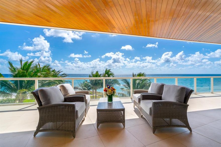One Thousand Ocean Boca Raton Residence 304 glamorously intertwines superb direct oceanfront views, prime location and luxury lifestyle. Immaculately renovated, residence 304 highlights endless Atlantic Ocean views from all living areas. Spacious private terrace boasts over 1,000 SF and includes a private plunge pool and a summer kitchen. Recently renovated with the finest finishes and designer furnishings, this direct oceanfront condominium features 3 spacious bedrooms, 4 baths, 1 half bath, a chef's gourmet kitchen and an adjoining family room. The grand master suite overlooks the Atlantic Ocean. With the perfect combination of soaring ceilings, floor-to-ceiling windows featuring panoramic views of the Atlantic, this unit is a sight to behold. It includes a grandiose, custom walk-in closet and beautifully designed bathroom with dual sinks, water closet, with separate tub and shower.
One Thousand Ocean in Boca Raton is designed by world renowned architectural firm Garcia Stromberg. It offers its residents luxury lifestyle with superb amenities, including 24-hour security, valet and easy access to the Waldorf Astoria Boca Raton Resort & Club (membership required). A two car garage and private storage complete this offering. A cabana and two separate additional parking spot available for purchase. 
This is a unique residence that will appeal to the most discerning clients.