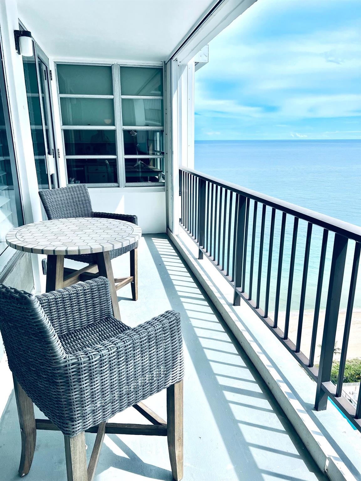 Ocean views from this SE exposure unit. Bright and Spacious Floor Plan. Bahama Shutters in Living Areas. Nicely Furnished Unit. Floor to Ceiling windows .All Appliances are newly installed. Only 2 units per floor . One assigned covered parking spot. 5 Star Building Amenities : 24hr security, gym, sauna and Newly refinished pool and barbeque areas
Rent includes Water, Sewer, garbage, WIFI and basic cable.
$150 exit Clean up fee and 13% Sales/Tourist Tax Due from Tenant.
Available for a 3-4 month Period.
No Sunday Showings