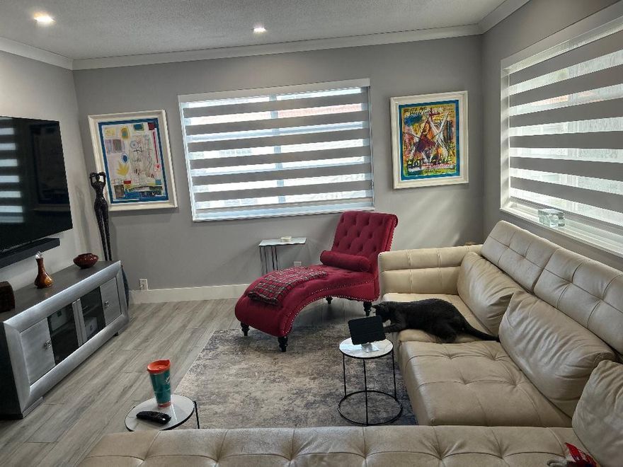 Very nice unit. Corner East and southern facing. Owner will consider Owner financing with substantial down payment. Also furnished. Updated interior throughout just 4 yrs ago. Impact windows, white kitchen cabinets with white ceramic back splash. Very spacious rooms. /Spacious walk in closet. Parking space just steps away. Coinless laundry just down the hall and storage. Financially sound complex. Plenty of reserves. Very well maintained friendly complex. Tropical courtyard with beautiful clubhouse, heated pool and Wi-fi. Additional storage included. Pet friendly complex. 1 pet per unit up to 20lbs allowed. Rentals allowed after 2 years. Both85" & 65" curved TV's with cinema sound can stay.