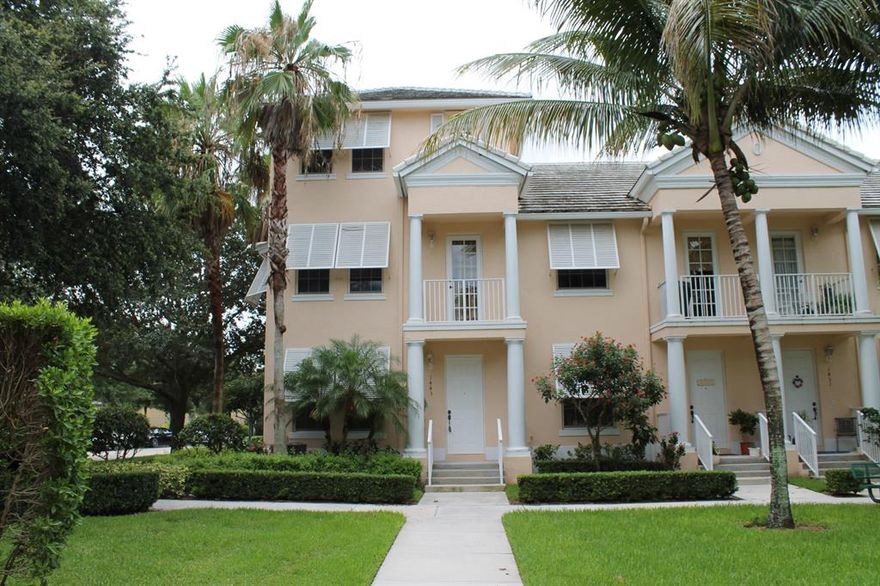 Charming three story townhome in Abacoa. This unit is directly across from the Roger Dean baseball practice field. The townhome has two master suites, wood floors in the living room, dining room, florida room and master suites. This spacious townhome features large closets and free security monitoring, corian countertops, tile floors and decorative plantation shutters. Private balcony facing the baseball field. Don't miss this one...it won't last!