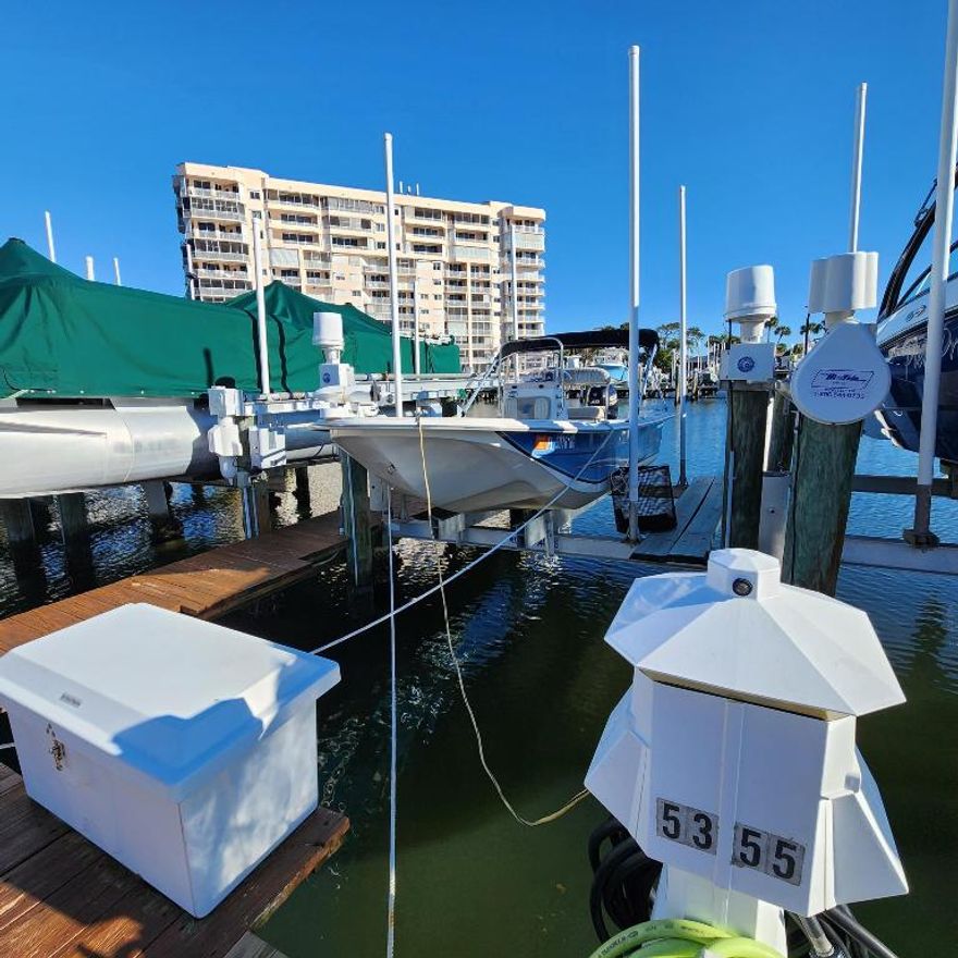 SOUTH CORNER UNIT WITH SMALL BOAT SLIP/LIFT INCLUDED! Furnished, wrap balcony, tile throughout and gorgeous water-marina-tropical views! New water heater, AC 2023, Solid wood cabinetry with beachy corian counter tops and seamless double sink, upgraded Samsung appliances includes a slide in stove, bottom freezer/refrigerator. Boat slip has an older 9,000lb lift. Measurements within the bare slip are approximately 10' x 25'. BOAT AVAILABLE FOR $3,800!
Community has 550'+/- private beachfront, 100 slip Marina, two clubhouses/pools/tennis/pickleball/sauna and abuts 600+/- acre State Preserve! Close proximity to Fort Pierce Inlet fishing, Vero Beach Ocean Drive shopping, theaters, Farmers Market. I challenge you to find another all-inclusive beach/boat community