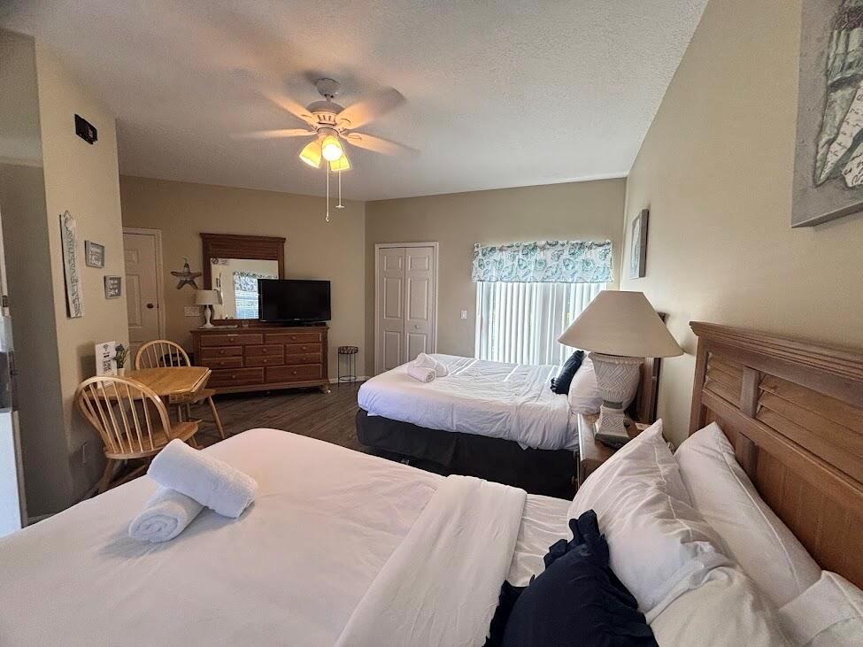 Welcome to this beautifully maintained first-floor studio, ideally located right across from the resort-style swimming pool in the desirable Castle Pines community of PGA Village. This fully furnished unit features two comfortable queen beds, a small kitchenette with a mini fridge, microwave, and coffee maker, and a full bathroom. Rent includes all utilities, making it a hassle-free living experience. Enjoy the gated community's amenities, including pool, and hot tub, and easy access to PGA golf courses, dining, and shopping.