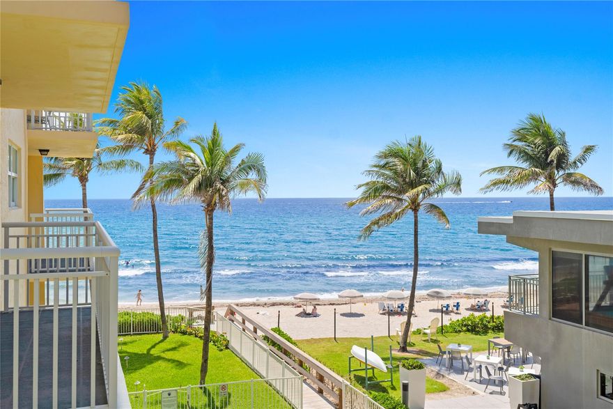 Welcome to Residence 306 at the Hillsboro Colonnade! This stunning 2 bedroom, 2 bathroom ocean-view condo is nestled on the exclusive and private Hillsboro Beach. Enjoy peace of mind with a brand-new roof installed in 2025, the building has passed its Structural Infrastructure Reserve Study, 30 year inspection with no special assessments anticipated. The HOA includes full structural and non structural reserves, all while maintaining low monthly fees.Inside the unit, you'll find recent upgrades including a new hot water heater (2023) and a brand-new AC handler and compressor (2024). This is one of the rare opportunities to own in a building that allows immediate rentals, with high season rates reaching up to $5,000/month, perfect for investors or seasonal residents.