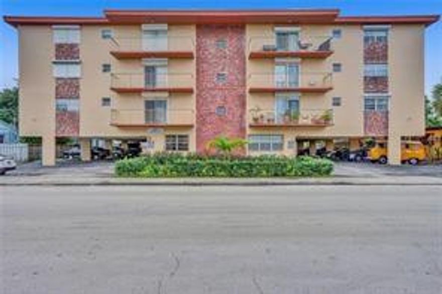 Cute 1 bedroom, 1.5 bath condo on the 2nd floor of 55+ building with a nice interior courtyard to enjoy fresh air without even having to leave your home. Unit is freshly painted, has wall to wall tile floors, new kitchen cabinets, appliances and central a/c also has a balcony. This is a well maintained building with secured lobby, covered parking, common laundry room in every floor and low maintenance fees! Great location in a quiet residential area, close to all stores, restaurants, Young Circle and everything else Downtown Hollywood has to offer. Just 2 miles to the famous Hollywood Beach Broad Walk! This is a perfect place to enjoy your vacation or to just retire with no worries, building does not allow rentals. Easy to show, unit has a LBX!