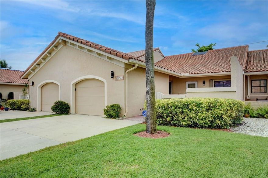 Welcome home! Luxuriate in the largest, renovated 3 Bed, 2 Bath, 1 car garage Villa in Tiburon II. Engage in a highly alluring neighborhood in Boca Raton, walk to shopping centers, restaurants, & places of worship. A+ schools. 15 min to beach, easy access to Turnpike & I-95. Turnkey & newly updated with: NEW ROOF, 2022 water heater, quartz counter tops, luxury vinyl floors throughout, recessed lights, light fixtures & ceiling fans, bathroom vanities, baseboards, & paint. Enjoy vaulted ceilings, an Atrium, walk-in closet, kitchenette, 2009 Rheem AC, front accordion shutters & rear panels, impact garage door, washer/dryer, low maintenance gated backyard & lrg gated terrace w/ pavers. 1286 SF under air, 218 SF permitted sunrooms, garage 307 SF, total 1811 SF. Open House, 07/09-10 12-2pm. All sizes & dimensions are approximate. Buyer responsible for verifying accuracy of all information and should investigate data themselves or retain appropriate professionals. HOA $255/month, MIN Credit Score 650, newly renovated pool, clubhouse & lighted tennis courts. No rentals first 2 years of ownership. Pet Restriction: 1 dog 30 pounds or less.