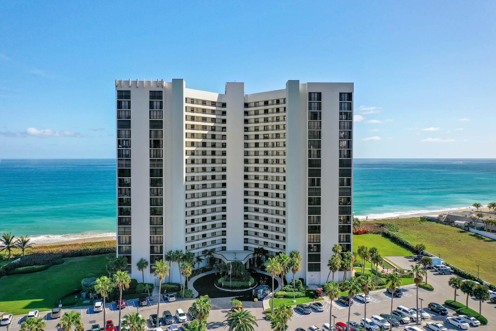 PRINCESS - NE end unit with views of the Ocean and Intracoastal. Features include: larger unit with over 1600 square feet, three separate balconies, including a wraparound balcony, walk-in closet and a private storage closet next to unit. Community amenities include gated, social room with kitchen, billiards, fitness rooms, sauna, pool, tennis, putting green, bocce ball, boat trailer/RV parking and dune walk to beach. Concrete work is going on in the building. All sizes, taxes, descriptions and HOA are approximate.