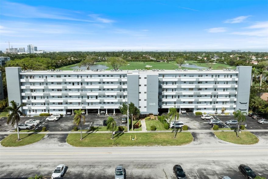 FAIRWAYS ROYALE A FABULOUS 55 AND OLDER COMMUNITY LOCATED EAST OF FEDERAL HIGHYWAY. GREAT LOCATION 1 MILE TO BEACH, CLOSE TO SHOPPING AND RESTAURANTS! COMMUNITY OFFERS CLUBHOUSE W KITCHEN AND LIBRARY, FITNESS CENTER, BILLARDS, SAUNA, HEATED POOL, BBQ GRILL AREA AND THIS UNIT HAS 1 COVERED PARKING SPACE! WELL MAINTAINED 6TH FLOOR CORNER UNIT OVERLOOKING THE NEW WORLD CLASS GREG NORMAN DESIGNED SHELL BAY GOLF COURSE! THIS UNIT HAS FULL ACCORDION HURRICANE SHUTTERS PLUS IMPACT GLASS IN BEDROOMS, WHITE KITCHEN W CORIAN COUNTERS, TILE FLOORS THOUGH-OUT, 2 BEDROOMS & 2 BATHS, SCREENED IN COVERED BALCONY W FABULOUS GOLF COURSE VIEW. LAUNDRY FACILITIES ON EACH FLOOR. EASY TO SHOW AND SELL! CAN BE SOLD FURNISHED AS SEEN! 50 YEAR CERTIFICATION ALMOST COMPLETE AND ASSESMENTS PAID IN FULL AT CLOSING!