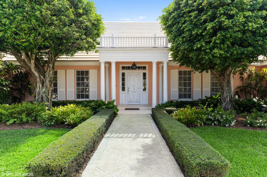 Spectacular sunset views from this 4 bedroom, 4 bath home looking down the water and the 12th green. Across from the ocean situated on an oversized lot at .63 acres. This pool home features an eat-in-kitchen, living room and family room each with a fireplace, dining room and loggia.