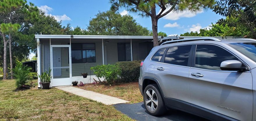 PARK RIGHT IN FRONT OF YOUR HOME, EASY IN AND OUT!!! LOCATION LOCATION LOCATION!!!Welcome to an ALL AGES Vero Beach's finest community. You can walk/bike to Lagoon Greenway by the river. Walk to gym, bridge to Hutchison Island, bike everywhere, close to restaurants, retail shops. Nicely updated, beautiful, clean, END UNIT, very well taken care of, open floorplan, LARGE one bedroom, one bath, laundry room with washer/dryer. LARGE screened in porch with ceiling fan perfect for you to relax in also has an updated landscaping outside of IT. WATER included. First, Last, Security Deposit, non-refundable pet fee, Renter's Insurance upfront.