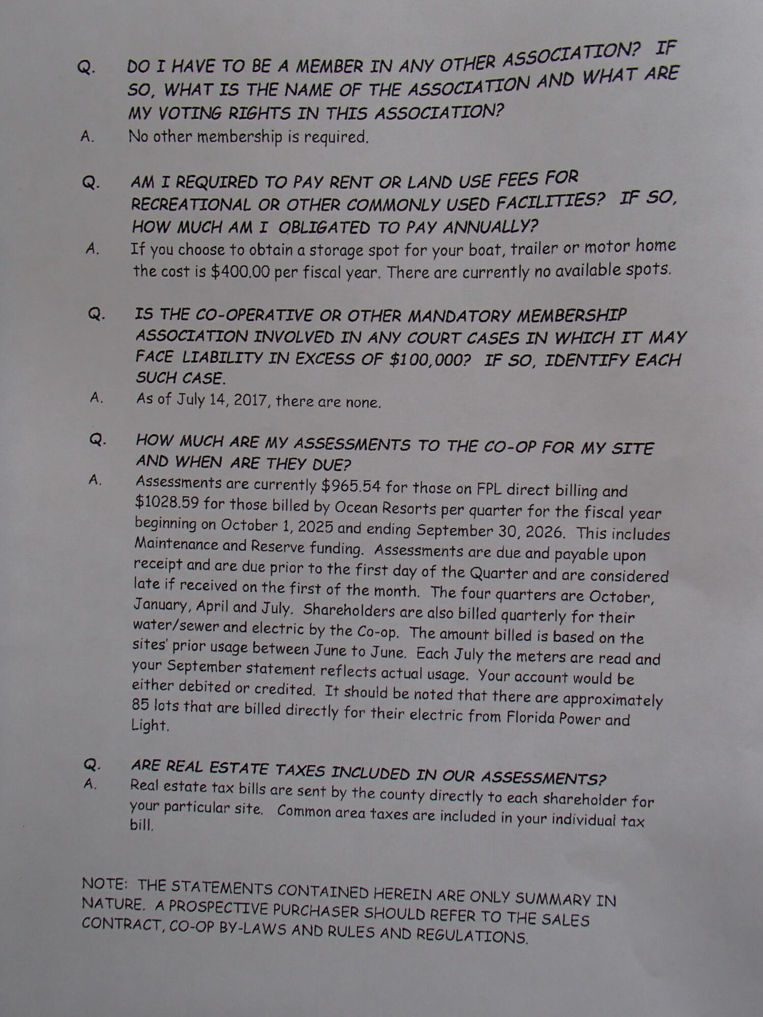 Ocean Resorts Cooperative - Residential