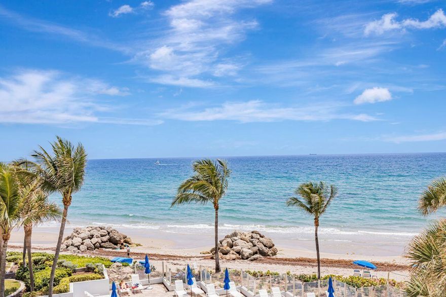 Welcome to the only residential building directly on the sand in beautiful Deerfield Beach. This spacious, fully renovated one-bedroom condo offers breathtaking ocean views and floor-to-ceiling impact windows. Wake up to the sunrise over the ocean every morning. The community feels like a resort, featuring a sparkling pool, private beach, meditation gardens, putting greens, and a grilling area. Additional amenities include a club room, library, and exercise room. Enjoy peace of mind in a well-managed, gated building with no land lease, low monthly fees, and a successfully completed milestone inspection in 2023. This is a rare opportunity to own a turnkey beachfront home, just steps from the pier, shopping, dining, and entertainment. Live the coastal lifestyle you've been dreaming of!
