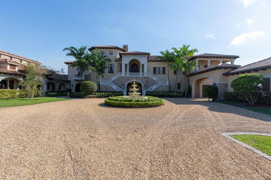 Rare opportunity to own an extravagant estate situated on more than 6 acres in the elite equestrian community of Southfields. This property is just a short hack to the Palm Beach International Equestrian Center and features ample paddock space, a large sand arena, and a grandiose 15,000 sq ft residence and stables. Every feature within the gates have been custom designed for the most discerning buyer including the 300 ft gated entrance leading up to the circular driveway with a fountain centerpiece and the brick-clad facade with dual-facing staircases. Encompassing the main floor is the center-aisle L-shaped barn housing 16 stalls, each measuring 14 by 14 ft. There are beautifully finished tack and feed rooms, laundry room with dual washers/dryers, and multiple...