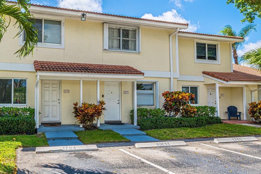 Located in the desirable area of Boca Raton - BOCA WALK, this 2 bedroom, 2 1/2 bathroom townhouse, is move-in-ready! This townhouse is bright, clean and spacious. Partial furnished with Kitchen Table and Chairs, Patio furniture, king sized bed, computer desk, TV in living room and wall unit. Rent includes cable, internet and water.  Lots of extra closet pace.  Across from community pool. Washer & Dryer in unit.  A/C in excellent working condition. Minutes to Youth Center, Mizner Park, Town Center Mall, downtown Boca, beaches, top schools, family centers, parks, worship centers, & major roadways.