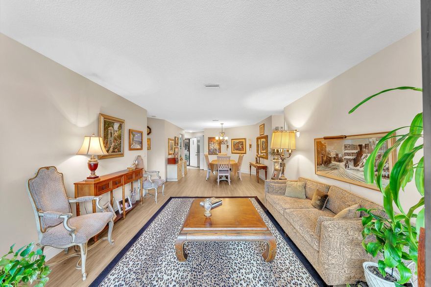 Spacious first floor condo with a spectacular lake view from living room and each bedroom. Spilt bedroom layout, large walk-in closet, renovated floors, open and bright with an enclosed patio. Full size washer and dryer, air conditioning unit replaced in late 2020. Exterior: newer roof, freshly painted building with ample parking. 
VA loans qualify. Association requires 10% down.
Residents get to enjoy a beautiful heated pool. As well as full access to Township amenities which include a gym, olympic sized pool, spa, clubhouse, a movie theater, a library, tennis and basketball courts and shuffle board.
Maintenance fee provides: cable, internet, water, trash, sewer, pest control, exterior insurance, landscaping and roof repairs. Designated parking also included with unit.