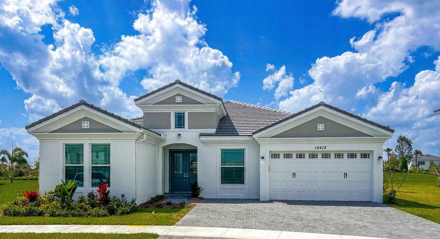 Welcome home to this stunning Sanderling Grand model! Located within the highly desirable Pines community of Westlake, FL, it features 4 spacious bedrooms, 4 full bathrooms, a hobby room that could be used as a play room, a den with double doors and a 2-car garage. The house is strategically placed with no neighbors directly in front or behind for the ultimate privacy. As you make your way in, a grand foyer with a 16' ceiling and neutral ceramic tile flooring stretches throughout the living areas to welcome you. The spacious open-concept layout displays a living room area illuminated by natural light from the full-impact windows and sliding glass doors. The kitchen features shaker-style cabinetry, stainless steel appliances, and granite countertops.