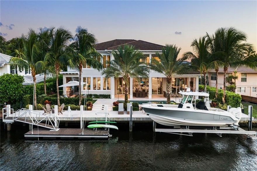 Welcome home to one of South Florida’s most desired communities, Rio Vista. This 6,000 sq. ft., 6-bed, 6.5-bath waterfront (100 ft.) home designed by Bob Tuthill architects defines custom elegance. The first floor has a gourmet kitchen and premium appliances, family room, adjoining bar space, large sitting room, staff quarters, and reinforcement beams that allow the patio windows to telescope open and create a large indoor-outdoor space, while the second floor has 4 en suite bedrooms. The property has hardwood flooring, custom built-ins, a 3-car garage, heated pool & spa, extended patio in the front and rear, flooding drainage system, 20,000 lb. boat-lift, gas fire-pits – a true entertainer’s residence. Proximity to Downtown Ft. Lauderdale, Las Olas Blvd, and Ft. Lauderdale Yacht Club. Welcome home to one of South Florida’s most desired communities, Rio Vista. This 6,000 sq. ft., 6-bed, 6.5-bath waterfront (100 ft.) home designed by Bob Tuthill architects defines custom elegance. The first floor has a gourmet kitchen and premium appliances, family room, adjoining bar space, large sitting room, staff quarters, and reinforcement beams that allow the patio windows to telescope open and create a large indoor-outdoor space, while the second floor has 4 en suite bedrooms. The property has hardwood flooring, custom built-ins, a 3-car garage, heated pool & spa, extended patio in the front and rear, flooding drainage system, 20,000 lb. boat-lift, gas fire-pits – a true entertainer’s residence. Proximity to Downtown Ft. Lauderdale, Las Olas Blvd, and Ft. Lauderdale Yacht Club.