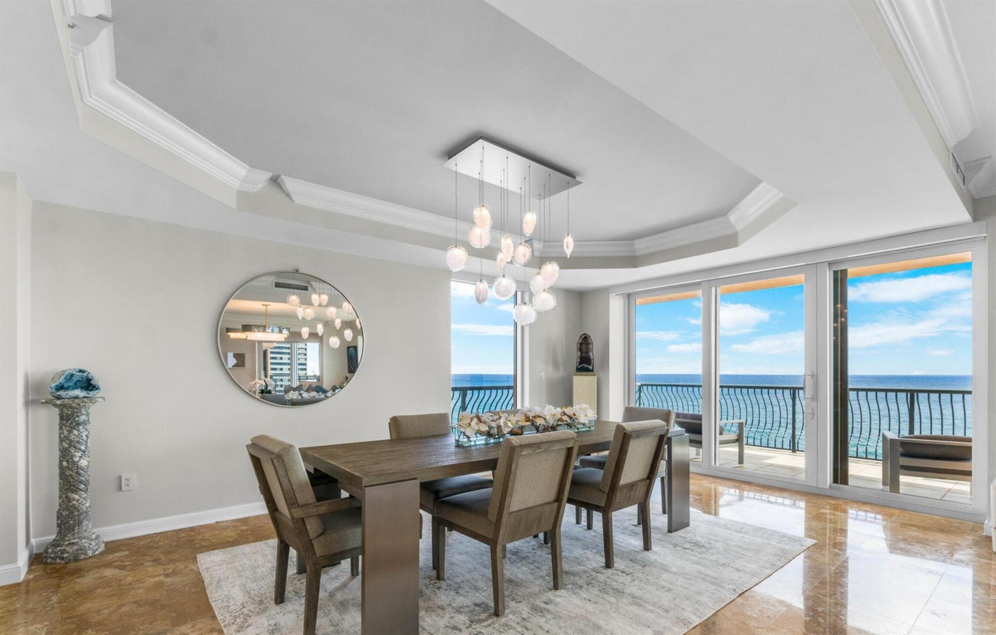Luxurious oceanfront 3/3.5 with approximately 3,500 living square footage, 2 covered designated parking spots, and a beautiful private cabana by the pool footsteps from the beach. Enjoy breathtaking views from every room. Features include, impact windows and sliders, matching quartz countertops in the kitchen and baths. Via Delfino's amenities include a gated entrance, heated pool & spa surrounded by private cabanas, well equipped gym & sauna, owner's library, outdoor dog park, outdoor barbecue grills, garage parking and private beach access to 350 ft. of beachfront. This boutique high-rise has completed extensive renovation in the past 2 years. Come and enjoy paradise!