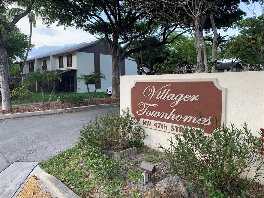 Welcome to the beautiful & peaceful community of the Villager Townhomes. This neighborhood is meticulously maintained, Pet Friendly & has low HOA. This garden unit has oversized closets with Mirror Sliding Doors in bedrooms & 1 extra spacious Walk-In Closet in master bedroom, 6 ceiling fans, Central A/C is less than 3 years old, Kitchen is updated with Granite countertops, Dishwasher was replaced 6 months ago, Pantry near the kitchen, and the Patio is screened & covered to enjoy the garden view on a rainy day. Nice size Community Pool steps from the unit. Assigned parking & Guest parking right outside. Owner occupied. No Leasing 1st Year. Buyer's POF/Pre-Approval letter is required for showings. Seller is motivated to sell.