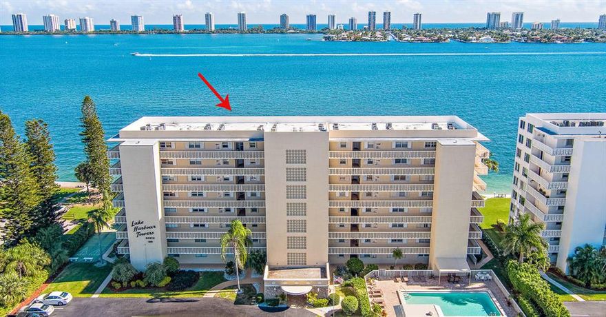 Incredible Intracoastal & Ocean Water Views from every room!  Relax watching the boats cruise by while enjoying dining & drinks on your spacious terrace with open views everywhere! Surrounded by gorgeous blue & turquoise water views overlooking the Ocean to the east and John MacArthur Park to the north where you're sure to find manatees & dolphins exploring in the tropically waterways. Being sold fully furnished so bring your fishing rods & golf clubs to enjoy all this laid-back lifestyle has to offer! Community features a waterfront putting green, areas to shore fish, peaceful sitting benches & a large community pool  with easy access to local marinas and parks. Lake Harbour Towers is an Intracoastal Waterfront gated 55+community just minutes from the best beaches, dining & shopping.