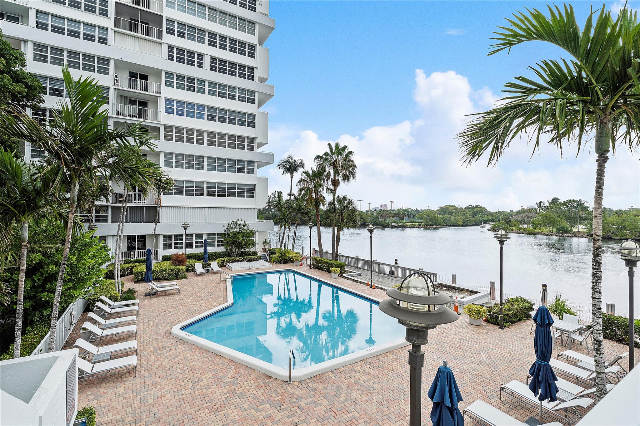 Middle river waterfront living just steps to the beach, Turn Key move in tomorrow, this gorgeous furnished Updated kitchen and bathrooms newer wood plank flooring, newer appliances, 10th floor privacy, huge rooms with lots of sunshine and large windows with views of the Intracoastal and downtown skyline,
The kitchen is fabulous for gourmet cooking with lots of granite counter space and stainless appliances, 2 newer renovated modern bathrooms, This unit has a washer/dryer hookup and a large southside balcony perfect for tanning on your lounger if you don't want to go by the pool and soak in the fabulous amenities including the BBQ area, Bring your boat up to the dock and lets BBQ your fresh catch of the day, Ocean access boat dockage when available,Great location steps to the Galleria Mall
