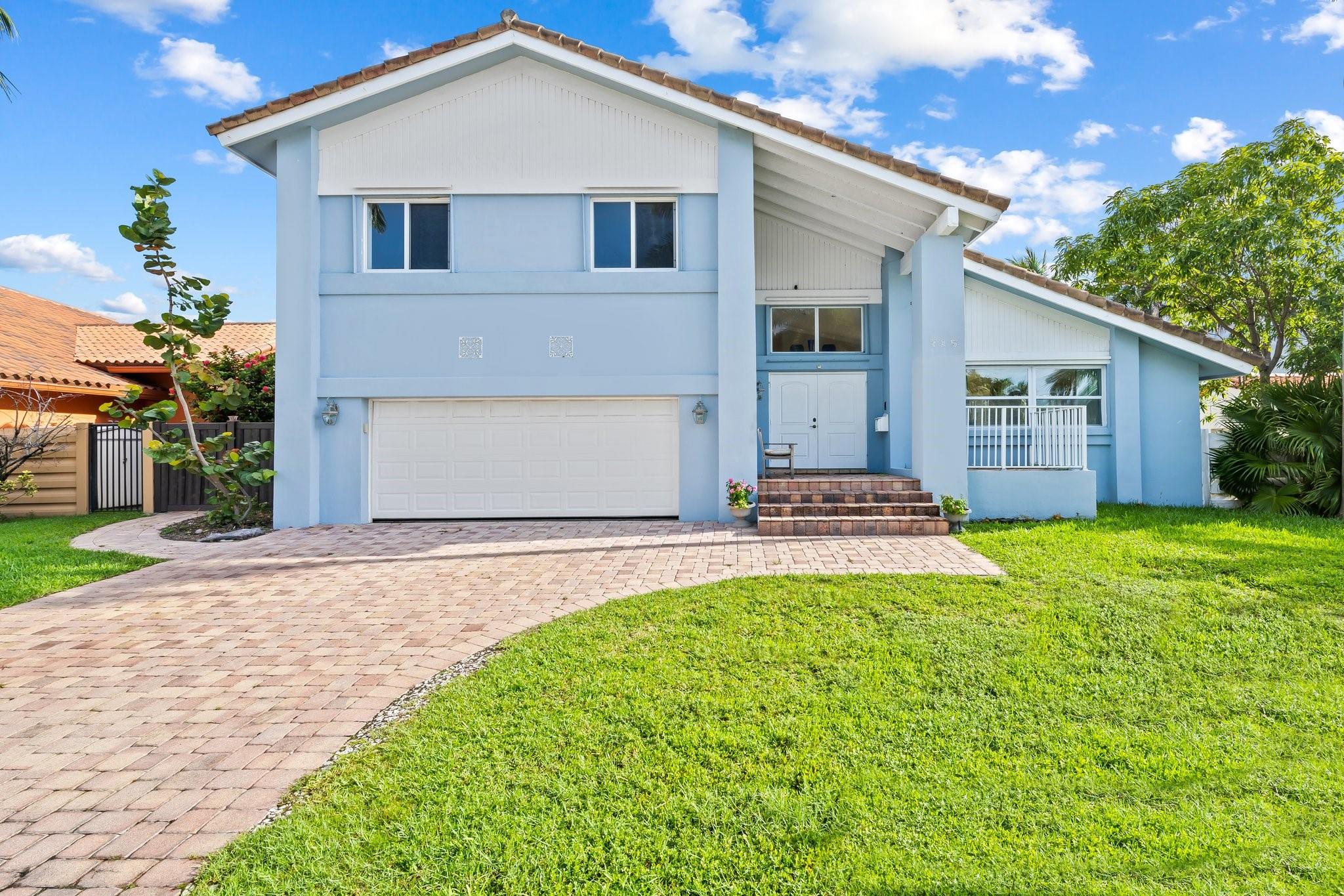 Welcome to 715 Tyler Street where spaciousness meets comfort. Here you will find high ceilings and an inviting ambiance with several outdoor spaces to enjoy. The home features 4 nice size bedrooms, including one conveniently located downstairs, accompanied by a cabana bath. There is a nice deck off the living area as well as a large deck overlooking the pool and fenced in backyard. Upstairs the primary suite beckons with a balcony offering views of the Marina and Intracoastal. The home features a high elevation and is hurricane prepared. You also have a 2 car garage and a separate laundry room. Walk to the beach and worship and if you are a boater the Marina is also steps away. Within minutes to airport.