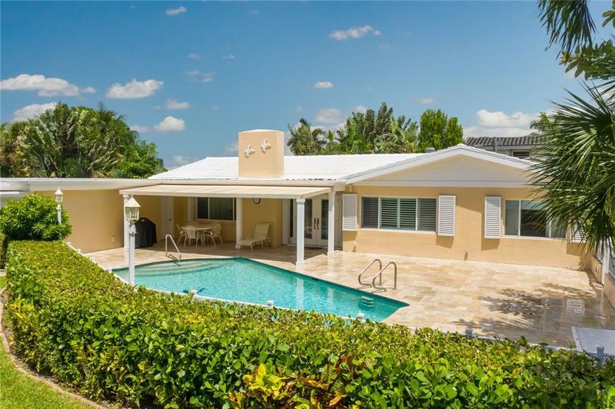 Charming  beach home, located in exclusive Hillsboro Shores. Oversized corner lot, desirable Bay Drive location. Private Beach access available through optional Association. No rental restrictions. This 3/3 pool home is ideal for a forever home, second home or vacation rental. Located between Fort Lauderdale and Boca Raton, two (2) miles from I95 in  East Pompano Beach. Walking distance to  new Pompano Beach restaurants, Fishing Pier,  and  Hillsboro Inlet.