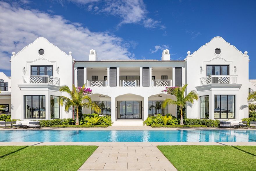 One of One, private island in the heart of Palm Beach. Quintessentially Palm Beach, this newly completed compound sits atop 2.26+ acres w/1,300' of water frontage, located within 3/4 mile from Worth Avenue's premium dining/shopping & 2.1 miles from The Breakers Hotel. Sublimely executed, w/360-degree intra-coastal views & 28,600+ total square feet, boasting a very rare lighted tennis court (1 of only a few on Palm Beach), a tennis pavilion, 2 private docks, a 98' south-facing pool w/spa & cold plunge, an east-facing pool complete w/swim jets, a large & inviting loggia w/full outdoor kitchen, fireplace, & pool bar.  Additionally, 
1 Year Warranty from Developer. Masterfully configured w/11 BRs & 15.7 BAs, highlighting a waterside office w/premium built-ins & bar; an entertainment room w/a fireplace & billiards table; 5+-car air conditioned garage w/2 Tesla chargers. Rejuvenate in the wellness wing's massage room, hair & nail salon, steam room & sauna, & spacious home gym w/designated weight training & cardio spaces overlooking the water. Additional features include a viewing platform, wine room, elevator, security system, generator, large playroom with beverage station & much more!