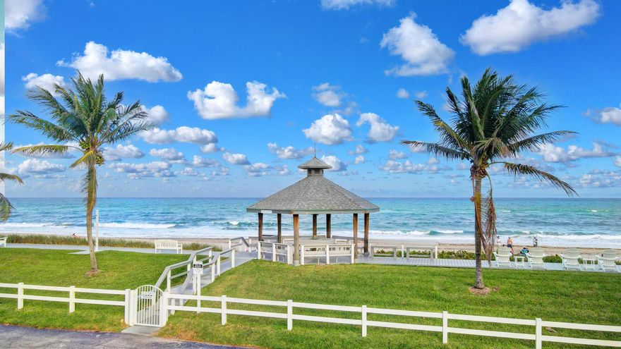 Don't let this one slip by you, its a first floor 2/1.5 turnkey Beachfront Condo that will make you feel like everyday is a vacation. Take a 2 min walk every morning to the private beachfront gazebo to drink a coffee while watching the most amazing sunrises the Atlantic Ocean has to offer. Located in Ocean Ridge just 10 mis from Delray Beach's Atlantic Ave. A short walk over the bridge to Two Georges and the Banana Boat. A mix of Impact Glass and According Shutters for complete coverage. Community has a heated pool, Clubhouse, shuffleboard and a BBQ area. 55+