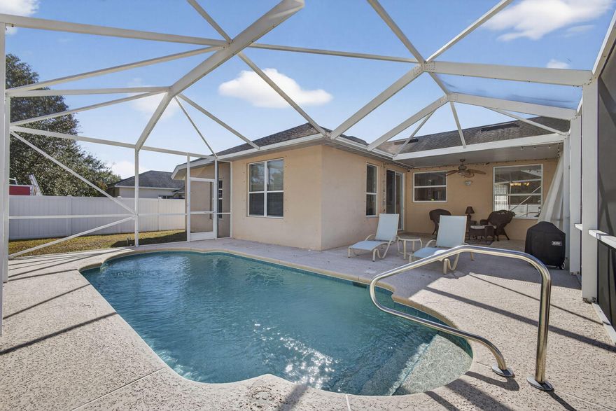 Don't Miss This Move-In Ready Pool Home, Light and Bright Vaulted Ceilings, Freshly Painted, Spacious Kitchen with Refrigerator, Range, Dishwasher, Microwave, Lots of Cabinets, Breakfast Bar, Island, Family Room, Formal Living Room, Dining Room, Split Floorplan, Primary Bedroom with Triple Trey Ceiling, Primary Bath with Soaking Tub, Separate Shower, Primary Walk-In Closet with Closet Organizers, Second Bath Remodeled, Laundry Room Includes Washer and Dryer, Lots of Space for Entertaining by the Screened Pool, Oversized Yard with Privacy Fence, NO HOA, Minutes to Schools, Shopping, Must See