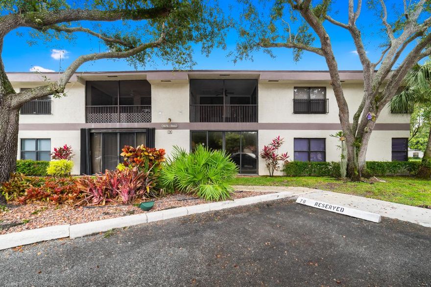 This stunning, updated, well-maintained, GROUNF FLOOR 3 bedroom, 2 bathroom unit is move-in ready! It features tile floors laid diagonally throughout. The kitchen is equipped with granite counter tops, stainless steel appliances, elegant shaker cabinets and backsplash. The primary bedroom has access to the patio and offers a generous walk-in closet with convenient built-ins. The primary bathroom features a shower and with a glass enclosure. The building roof was replaced in 2025. AC is 2019. Applewood Village is a fantastic community offering world-class amenities such as pool, fitness center, tennis, volleyball and pickleball courts, clubhouse and a movie theatre. It is just a few minutes away from the FL Turnpike and 441. The community is conveniently located to grocery stores and shopping plazas. All measurements are approximate. Take a look at the 3D virtual walk-through.