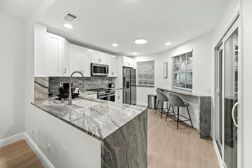 WELCOME HOME to this BRAND NEW renovated 2 bed 2 bath first condo. Fully furnished with everything you need. Washer/ Dryer, all kitchen essentials, linens, you name it!! BOCA POINTE is an OPTIONAL membership community with Snowbird Memberships available (Tennis, Golf, Social). This is true South Florida living. Community has heated and pool and hot tub. Cable with HBO and Xfinity Streaming included- Available for move in date starting May 1st 2025 through November 30th 2025.