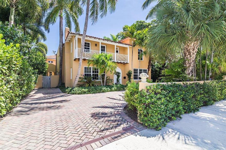 Wonderful two story family home located on desirable Seaspray Avenue in the heart of the town of Palm Beach.  4 bedroom, 4 and one half bath main house with library, fireplace, and huge eat in kitchen area with pool views.  Great room proportions, hardwood flooring, terrific natural light.  Covered outdoor backyard dining loggia adjacent to two story guest house and pool cabana.  1 possibly 2 bedrooms, 2 full baths, with kitchenette area.  Lovely gardens surround the large 15 x 30 pool.  Private beach and lake trail access.  Close to all in town amenities that make Palm Beach special.