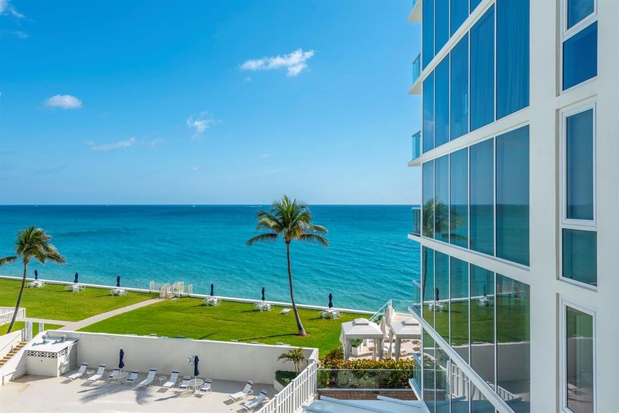 READY FOR MOVE-IN. Perfect for a family seeking a spacious 2,982 Interior Sq.Ft. 3-Bedroom plus Den residence in the Palm Beaches' newest oceanfront condo ''3550 South Ocean''. One of only 30 residences in the building, Residence 4-B features a private elevator foyer, European Oak wood flooring, a chef 's kitchen with Miele appliances including gas stove cooktop, and an over-sized Great Room. Experience an oceanfront salt-chlorinated pool, on-site Concierge, direct beach access and more - all just steps from ''The Eau Palm Beach and a picturesque drive to Worth Avenue.